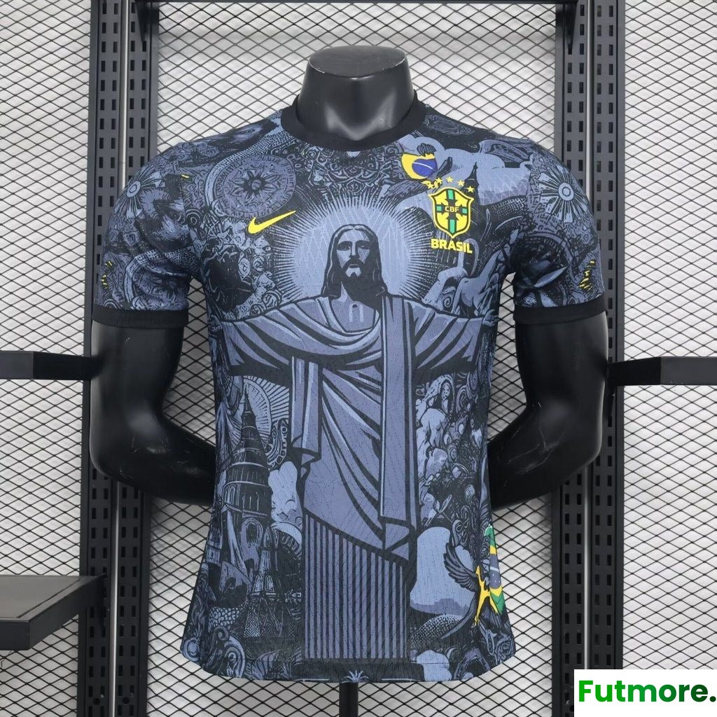 JERSEY BRAZIL SPECIAL EDITION JESUS CHRIST PLAYER VERSION BLACK